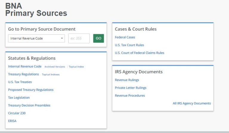 screenshot of Bloomberg Tax Research